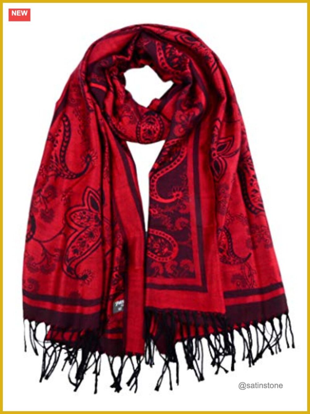 Pashmina Shawl Wrap Ethnic Paisley Pattern Scarf 70.8" x 27.5" Two-Tone